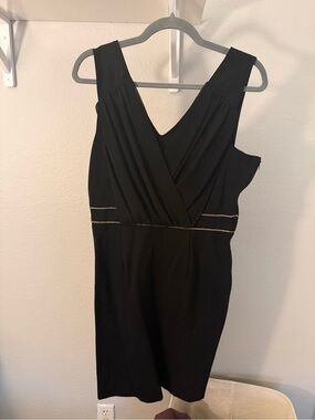 NAF NAF Black Midi Dress with Gold Waist Piping